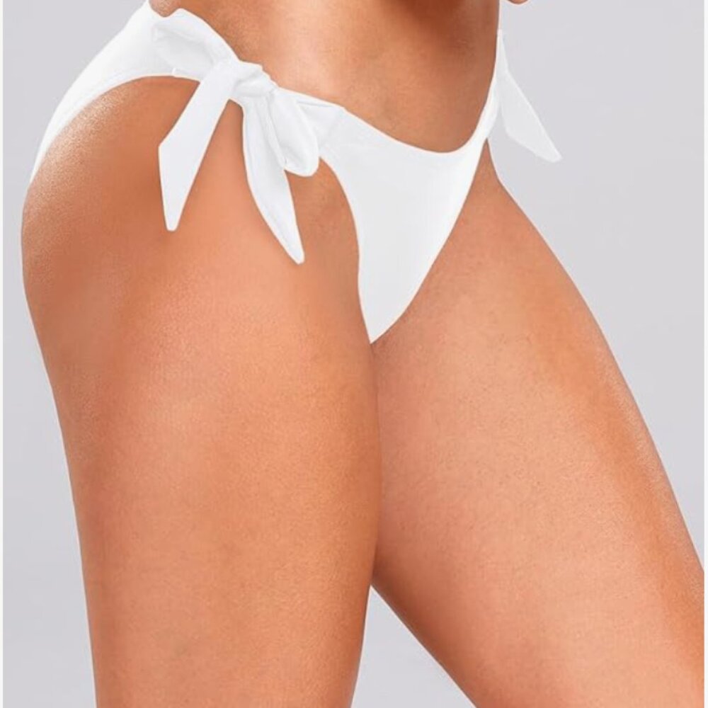 NWT Letarte Side Tie Bikini Bottoms No Show Solid White!